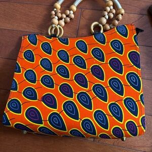 African Print Ankara Fabric Bag NWT 14”x12”. Made in Ghana.